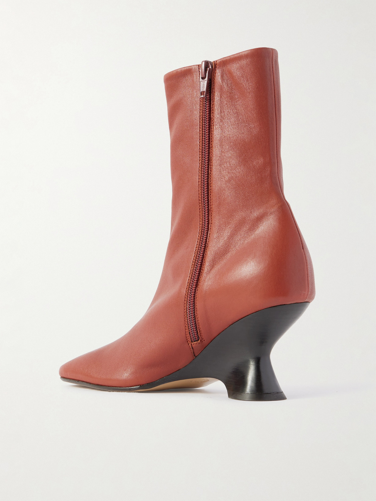 Dries Van Noten Leather Ankle Boots In Red