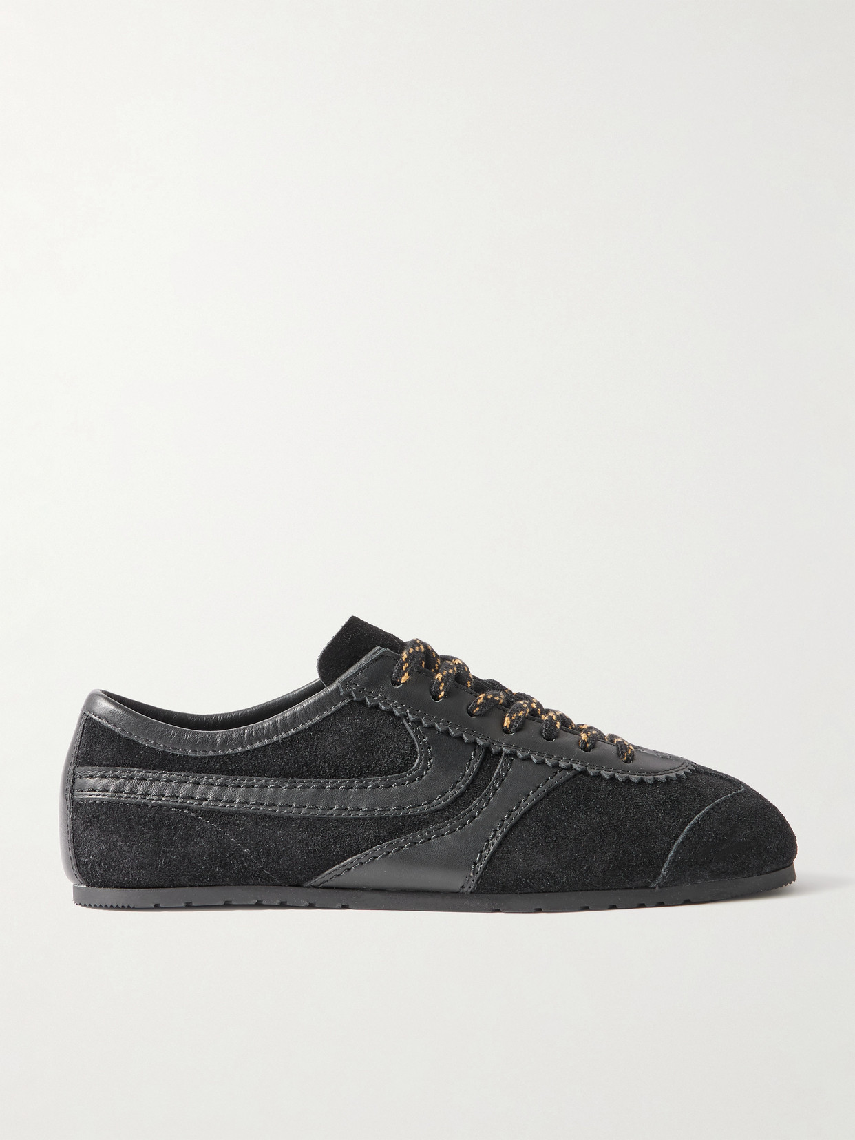 Dries Van Noten Leather-trimmed Suede Sneakers In Black