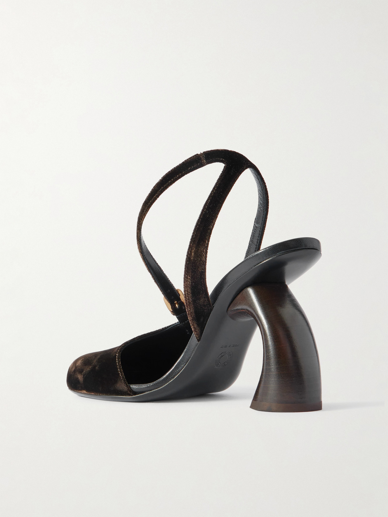 Dries Van Noten Velvet Abstrack Slingback Heels 95 In Brown