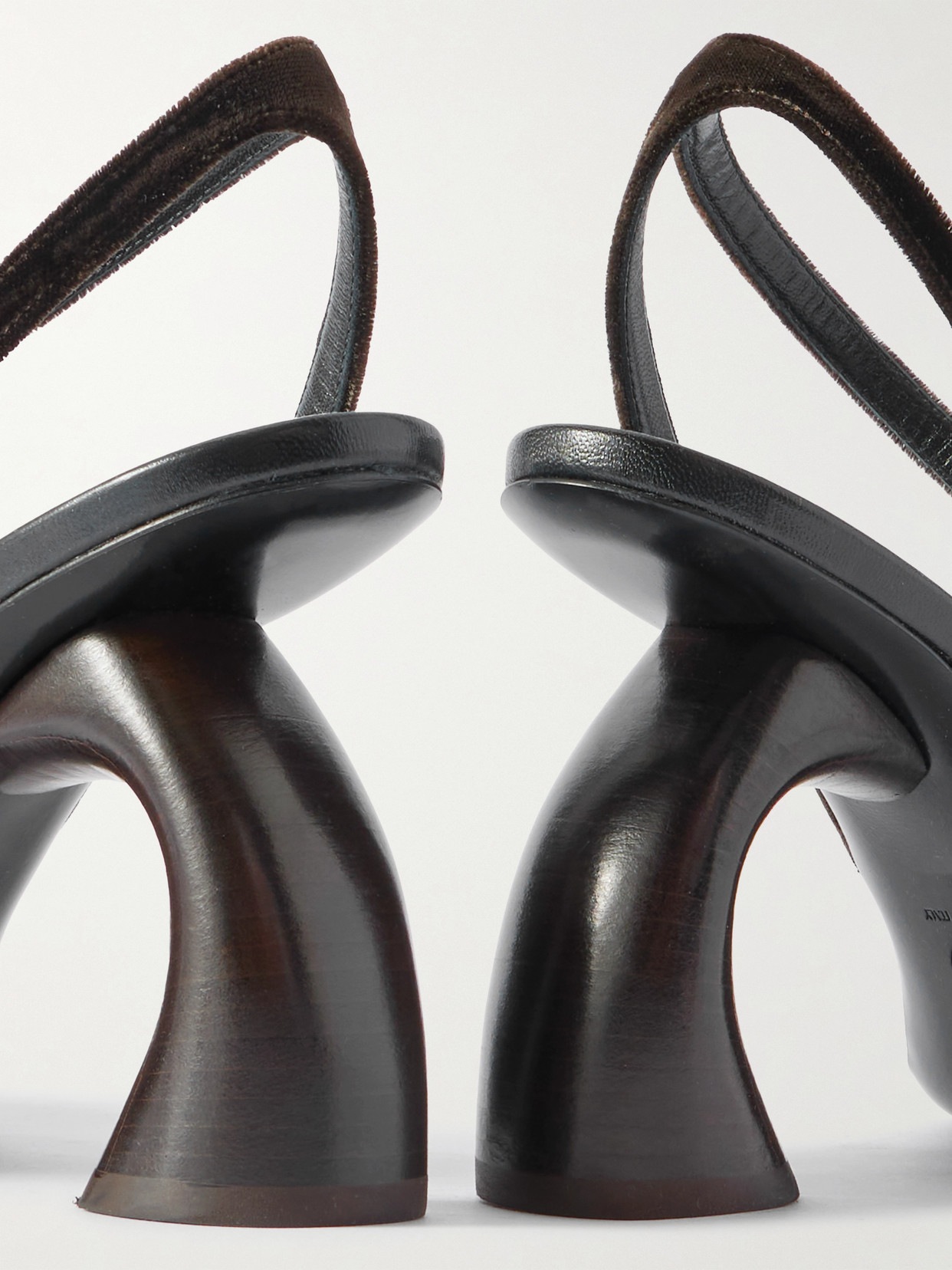 Dries Van Noten Velvet Abstrack Slingback Heels 95 In Brown