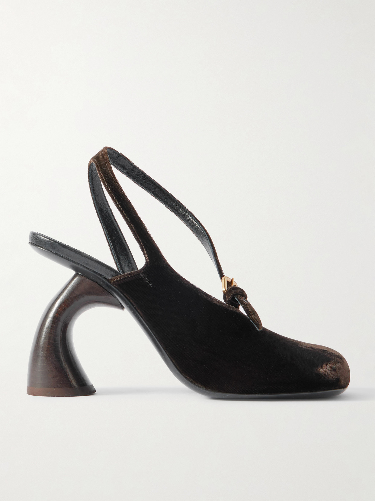 Dries Van Noten Velvet Slingback Pumps In Brown