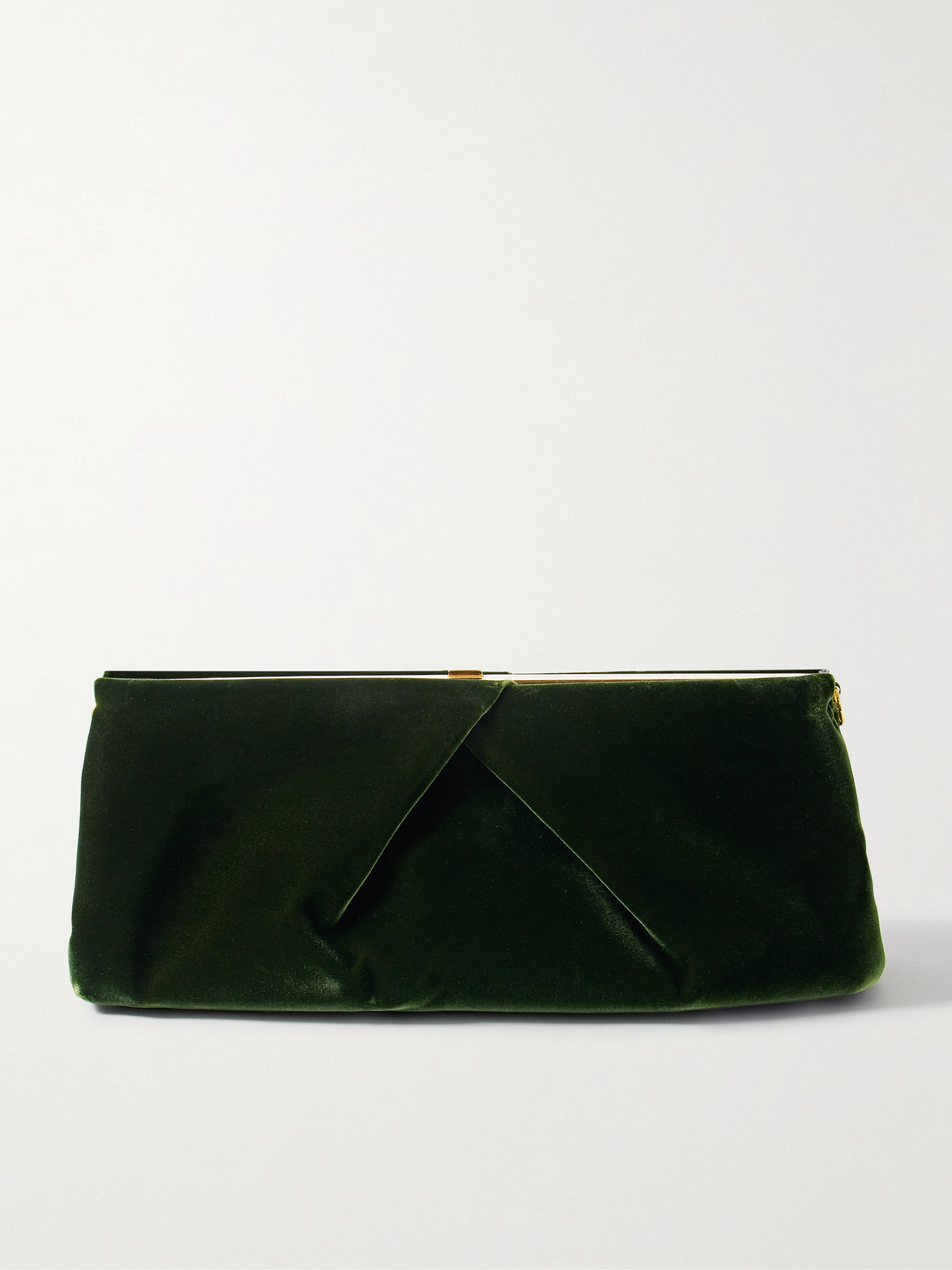 Dries Van Noten Velvet Clutch In Green