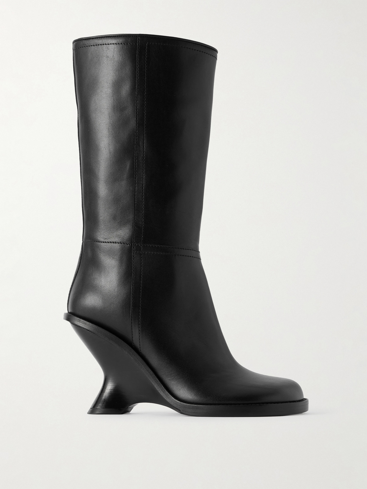 Dries Van Noten Leather Wedge Boots In Black