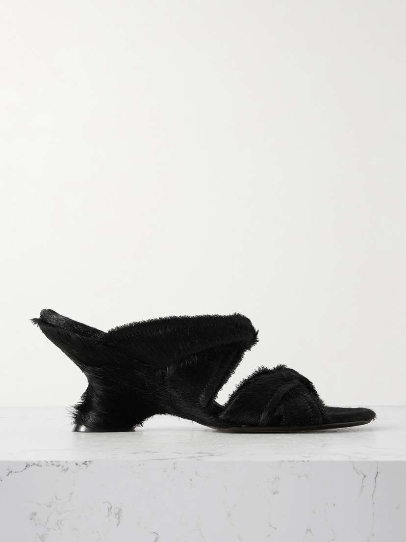 Dries Van Noten Leather And Plush Sandals