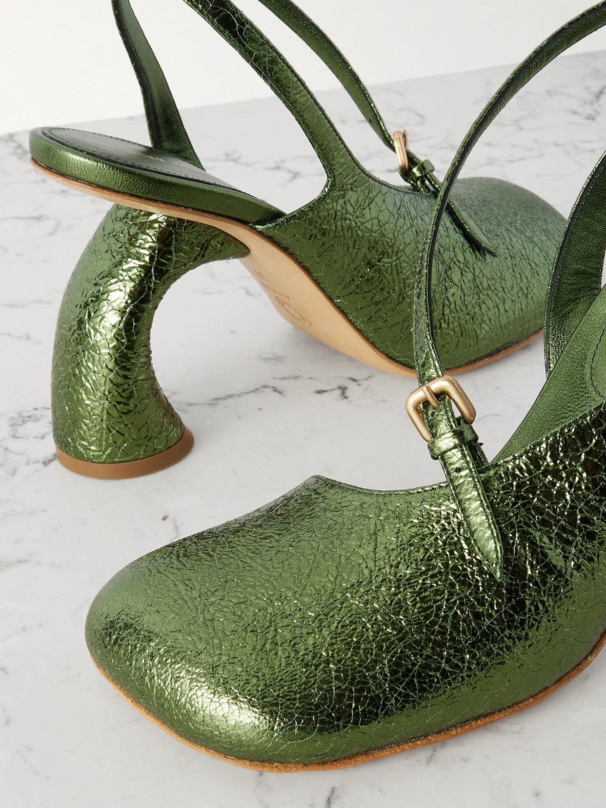 Dries Van Noten Crinkled-leather Pumps In Multi