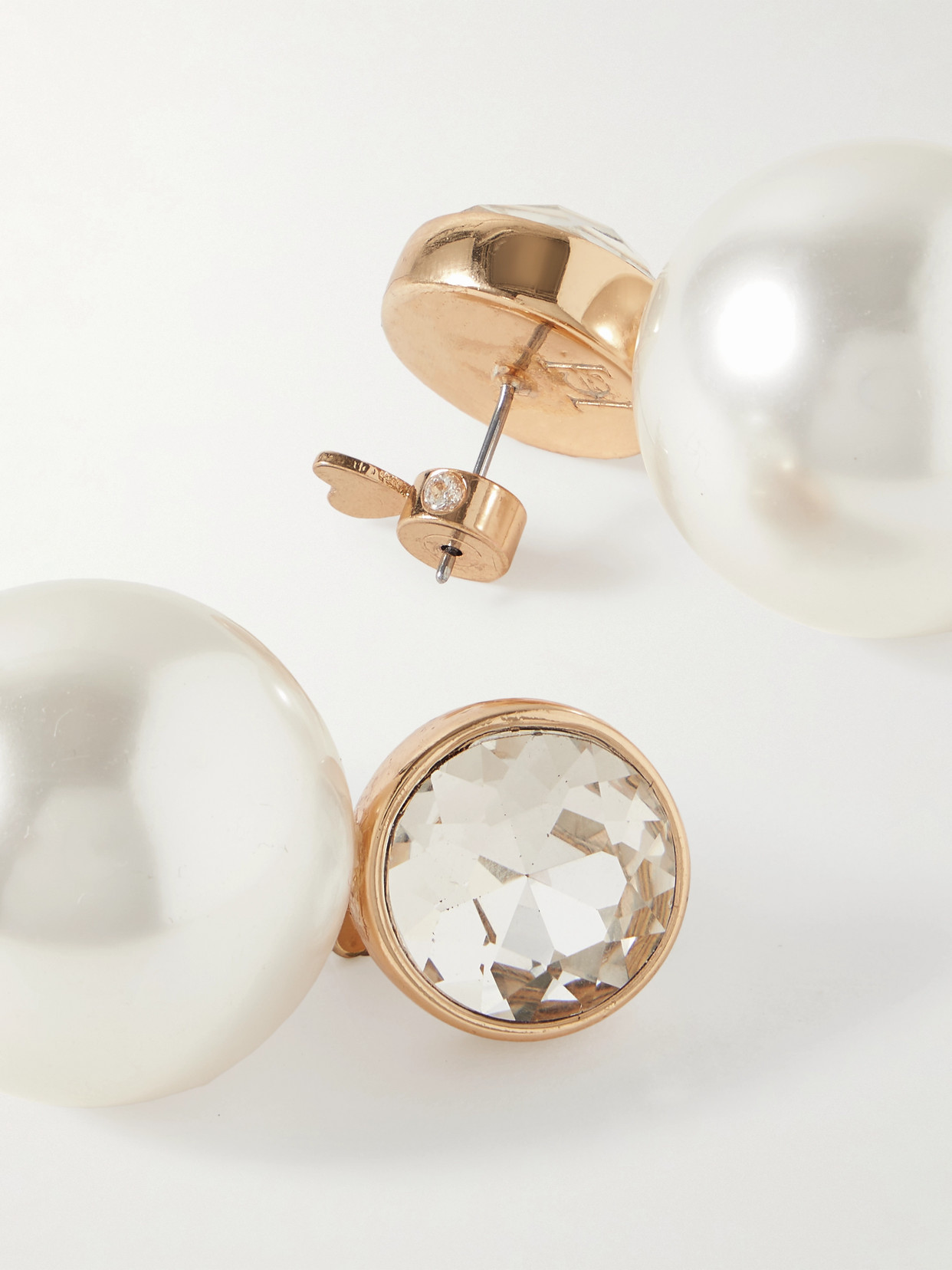 Carolina Herrera Gold-tone, Faux Pearl And Crystal Earrings In Gold