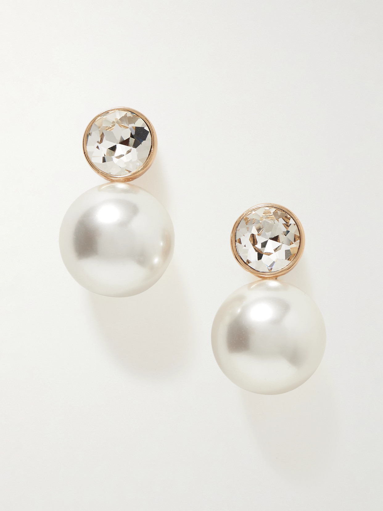 Carolina Herrera Gold-tone, Faux Pearl And Crystal Earrings