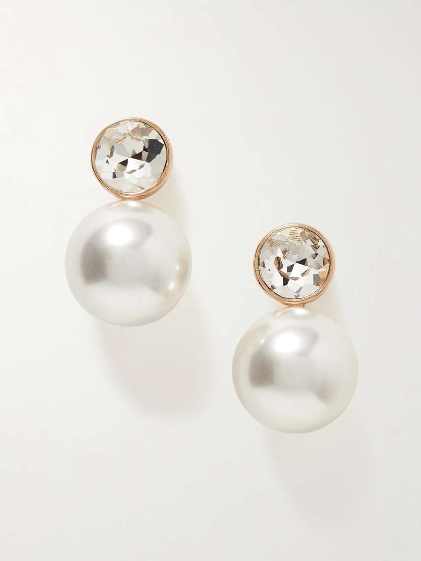 Carolina Herrera Gold-tone, Faux Pearl And Crystal Earrings