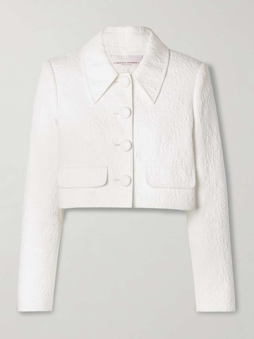 Carolina Herrera Cropped Cotton-blend Cloqué Jacket