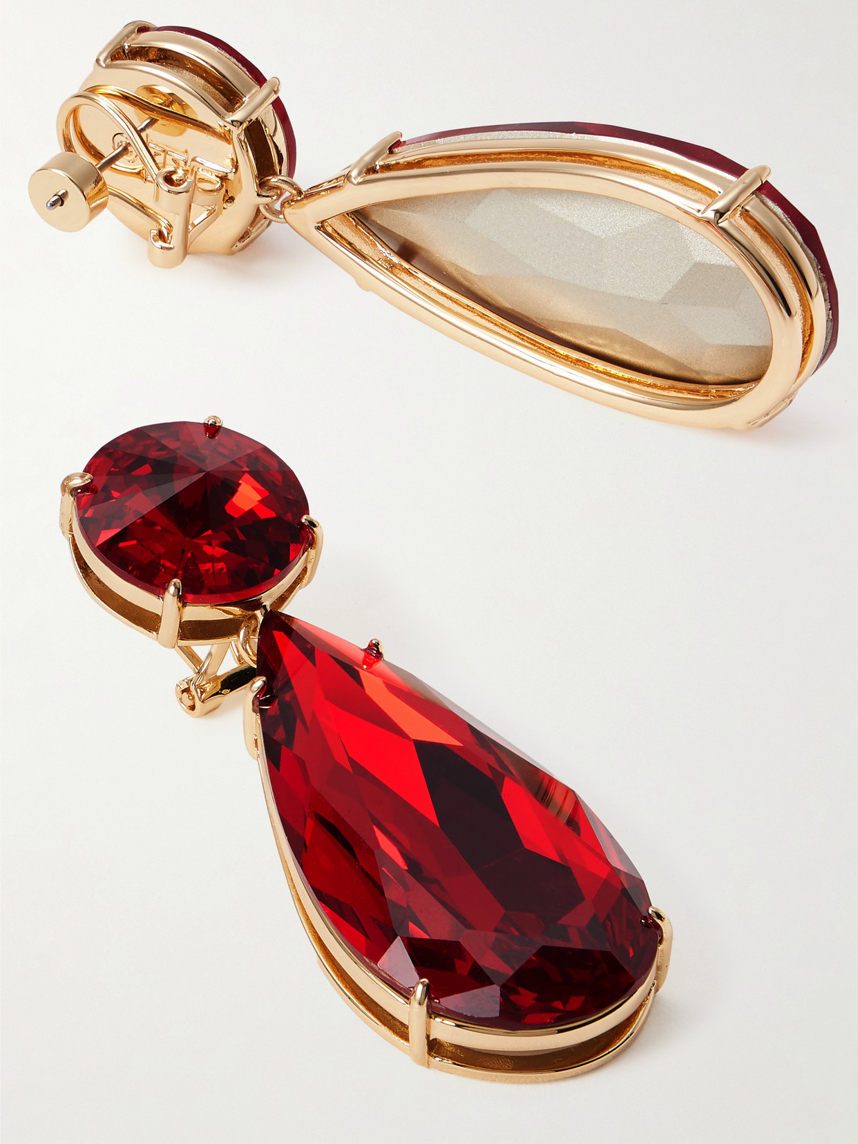 Carolina Herrera Large Teardrop Crystal Earrings In Red