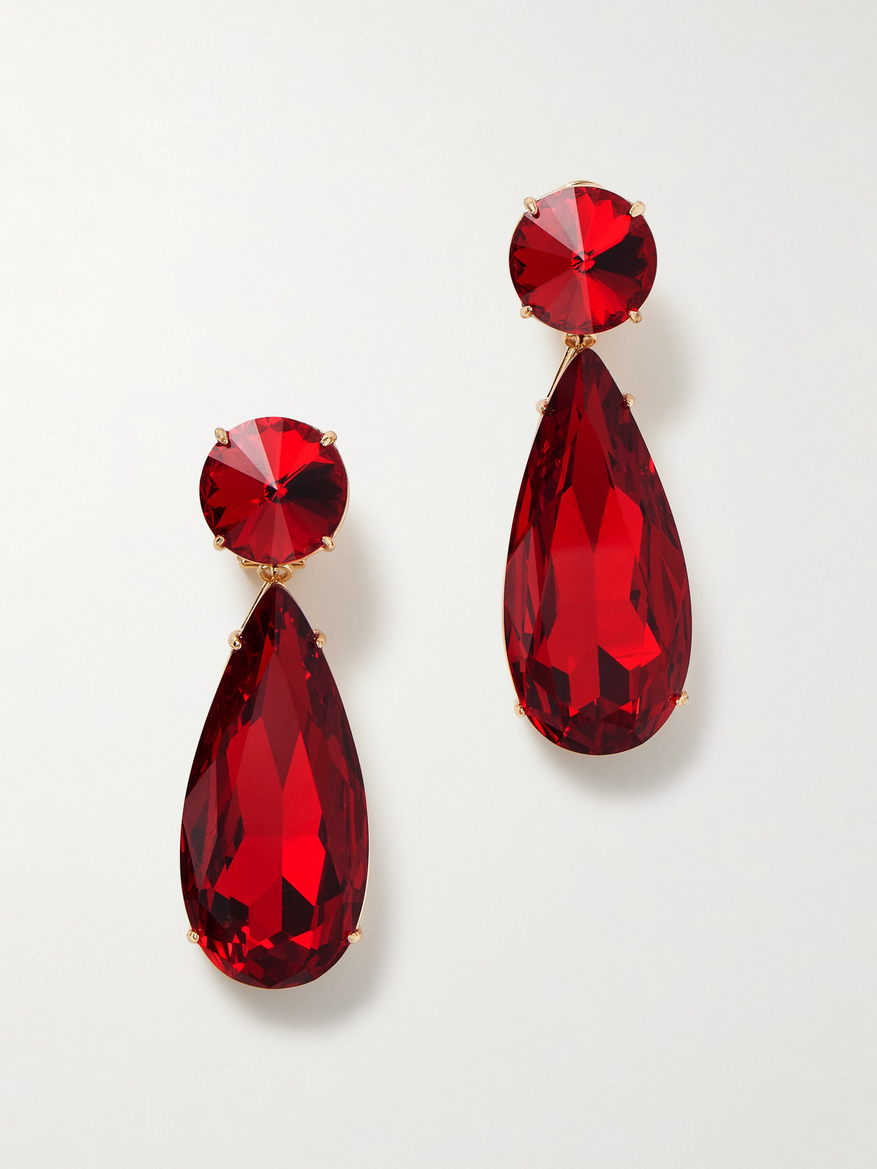 Carolina Herrera Large Teardrop Crystal Earrings In Red