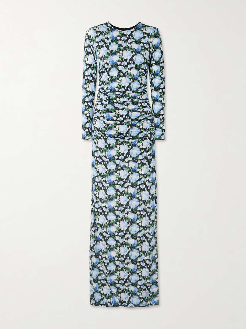 Carolina Herrera Ruched Floral-print Stretch-jersey axi Dress