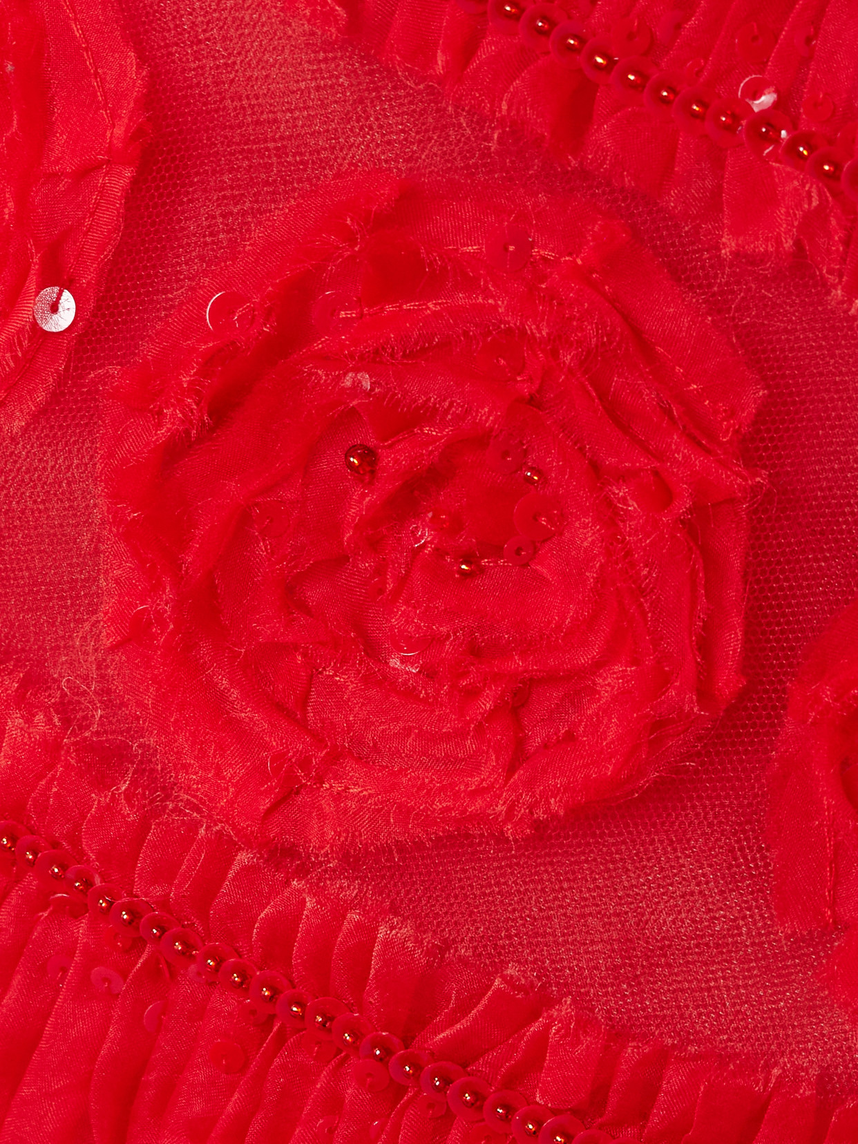 Carolina Herrera Strapless Embellished Tulle And Organza Mini Dress In Red