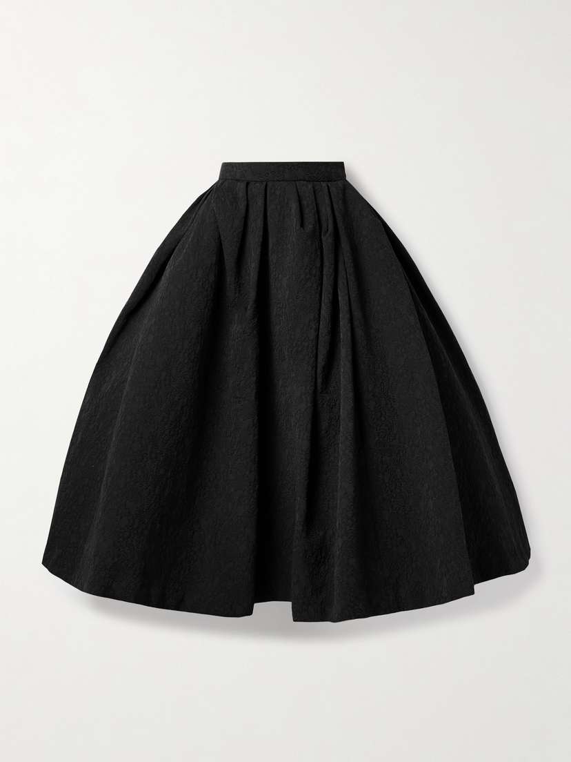 Carolina Herrera Pleated Cotton-blend Cloqué Midi Skirt