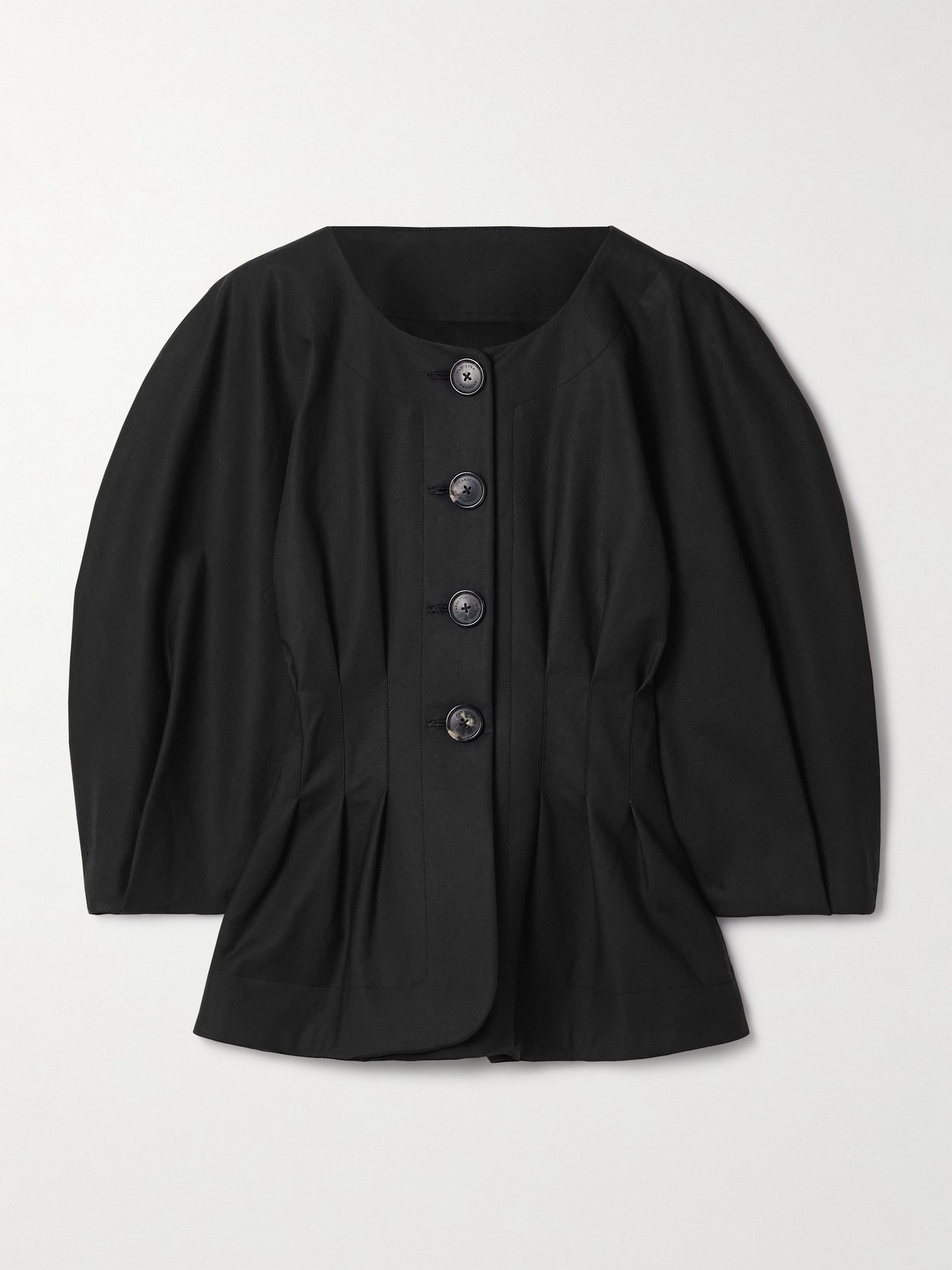 Carolina Herrera Pleated Cotton-blend Sateen Jacket In Black