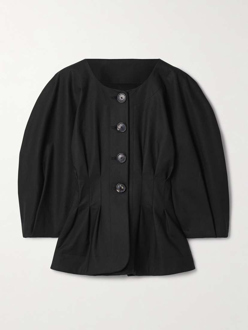 Carolina Herrera Pleated Cotton-blend Sateen Jacket