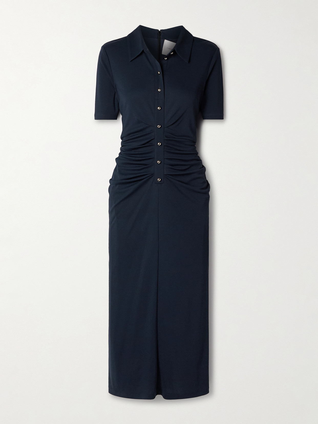 Carolina Herrera Ruched Stretch-jersey Midi Shirt Dress