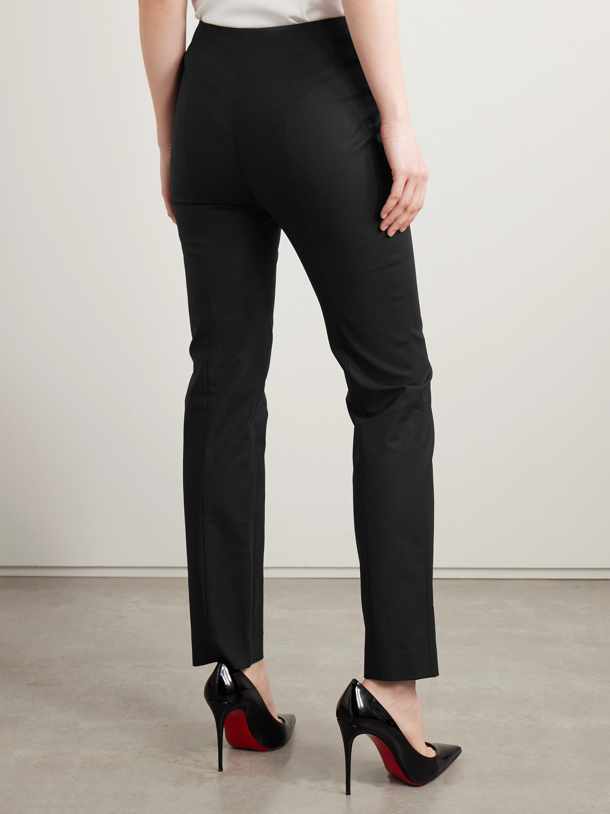 Carolina Herrera Emilie Cotton-blend Slim-leg Pants In Black