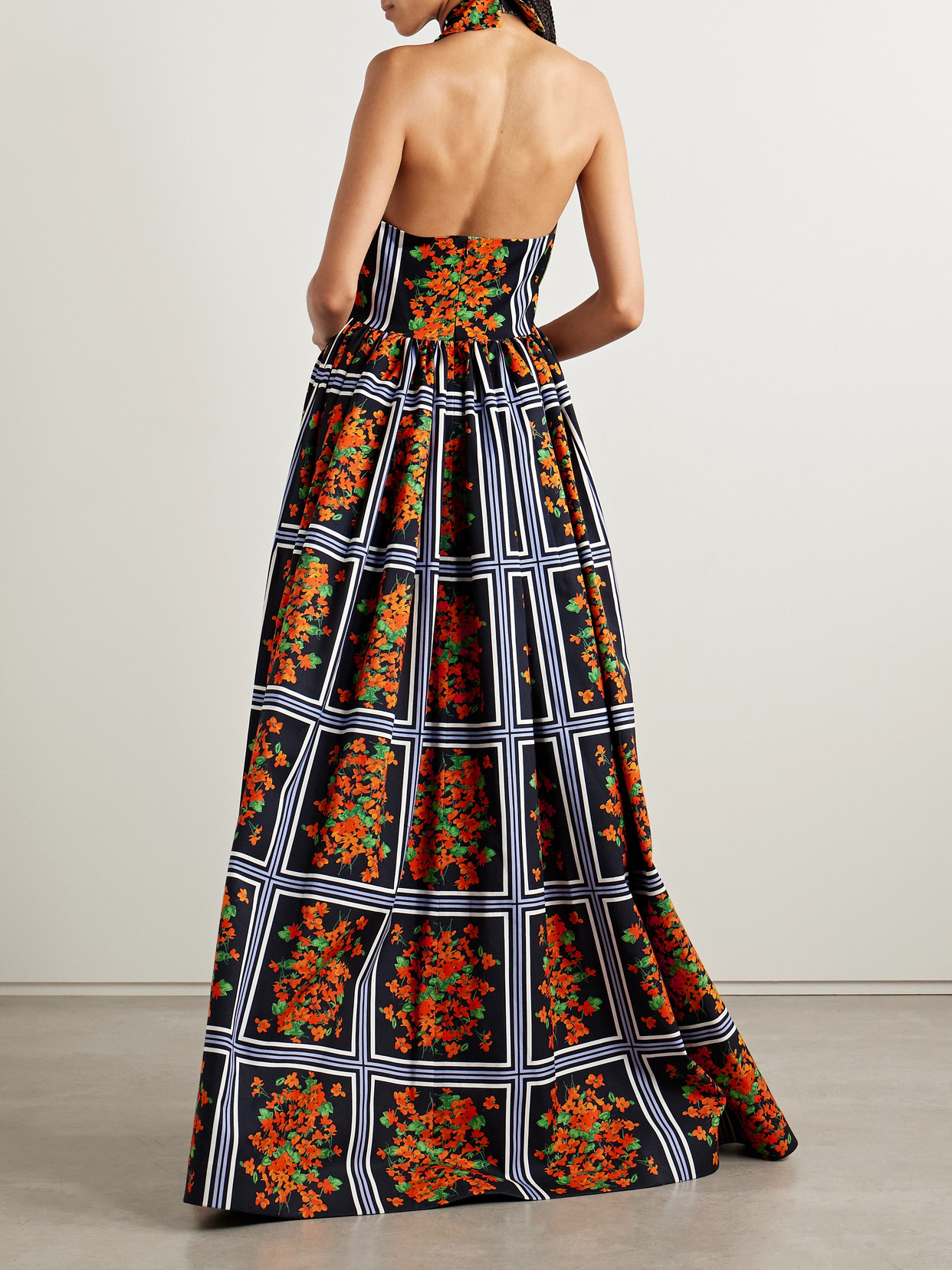 Carolina Herrera Printed Faille Halterneck Gown