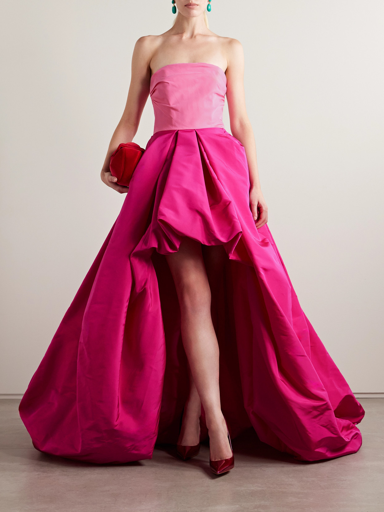 Carolina Herrera Strapless Two-tone Silk-faille Gown
