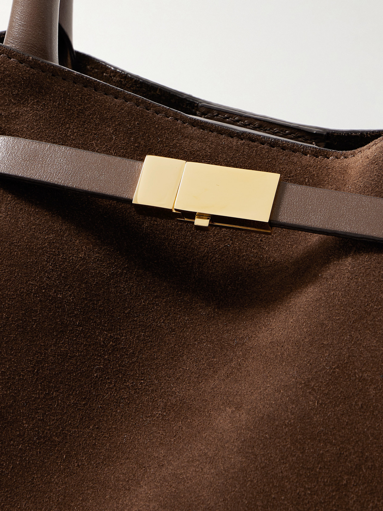 Demellier New York Midi Suede Tote In Brown
