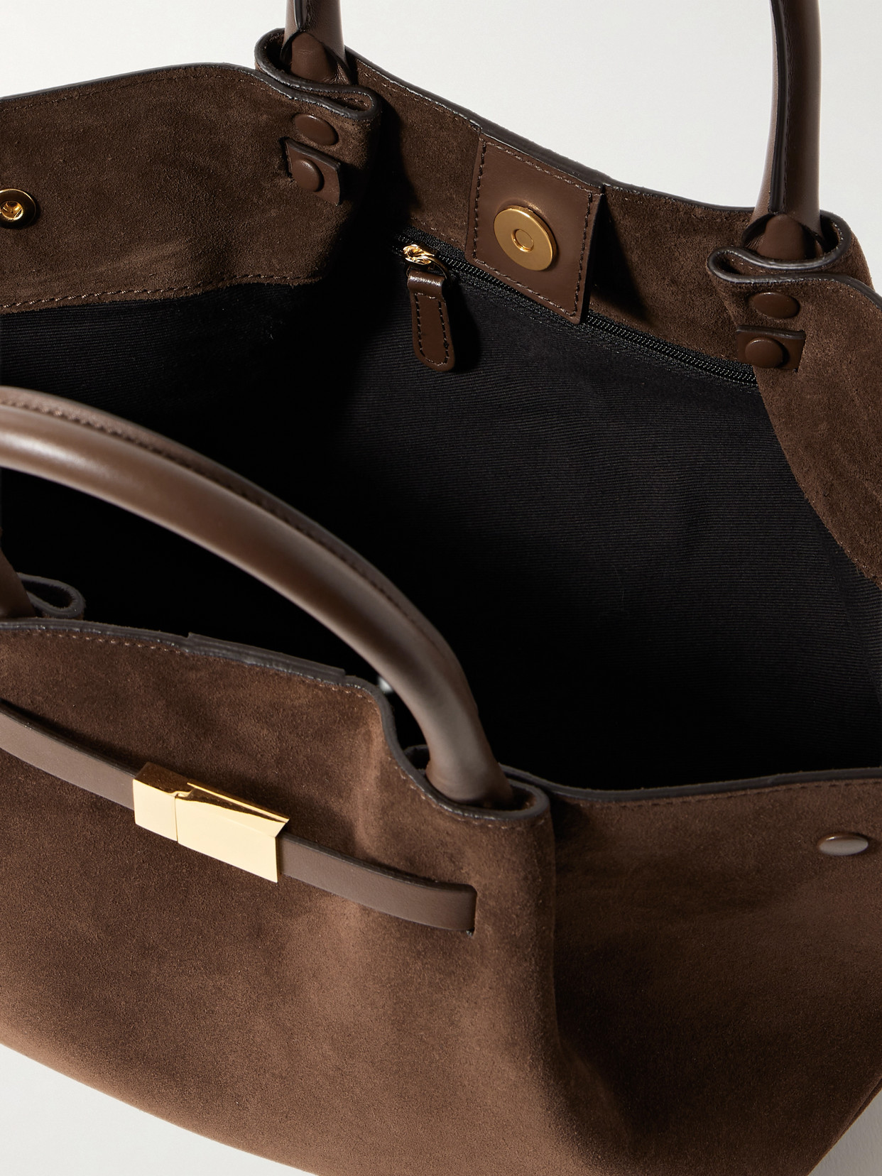 Demellier New York Midi Suede Tote In Brown
