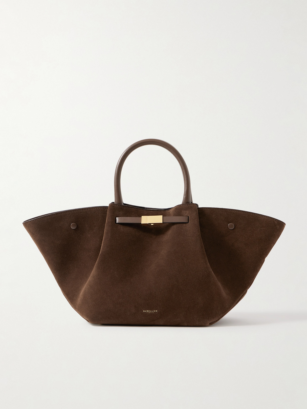 Demellier New York Midi Suede Tote In Brown