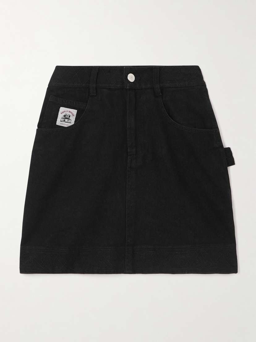 BODE Knolly Brook Embroidered Denim Mini Skirt