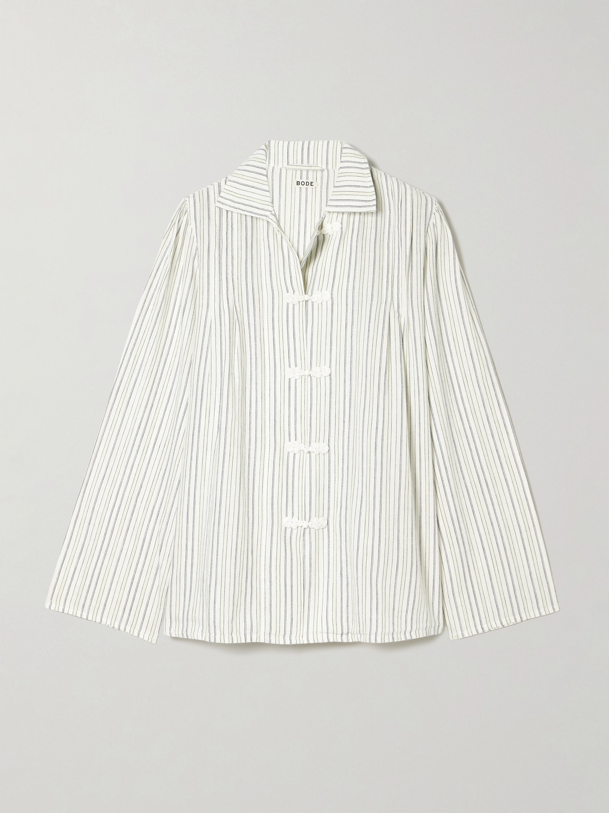 Bode Electric Appliquéd Striped Cotton-flannel Blouse In White
