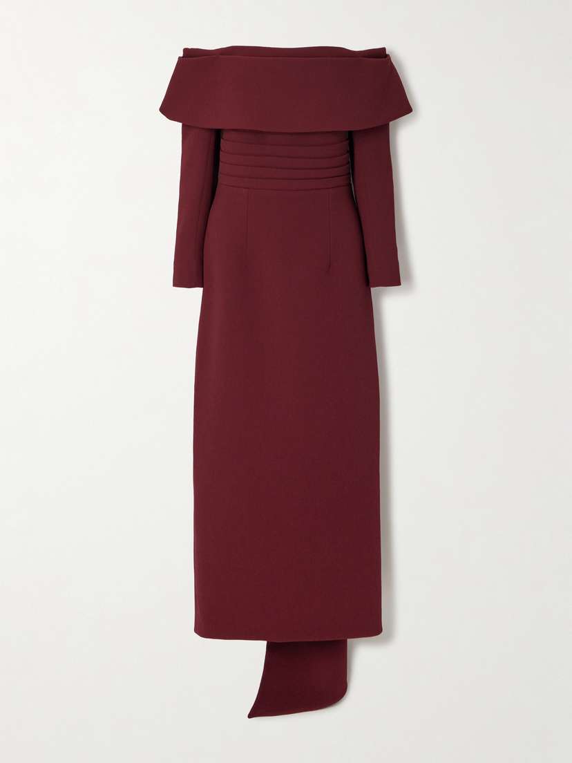 Emilia Wickstead Derika Off-the-shoulder Pleated Textured-crepe Gown