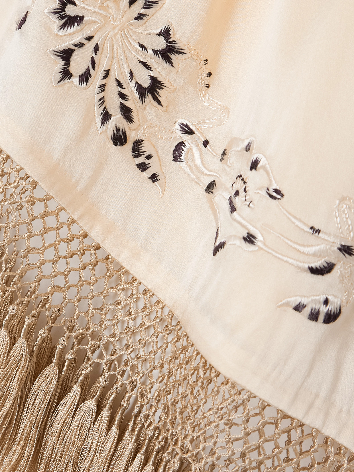 Phantasm Fringed Embroidered Silk-Satin Mini