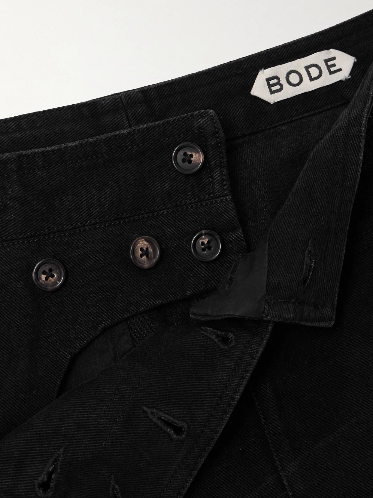 Button-Embellished High-Rise Straight-Leg Jeans
