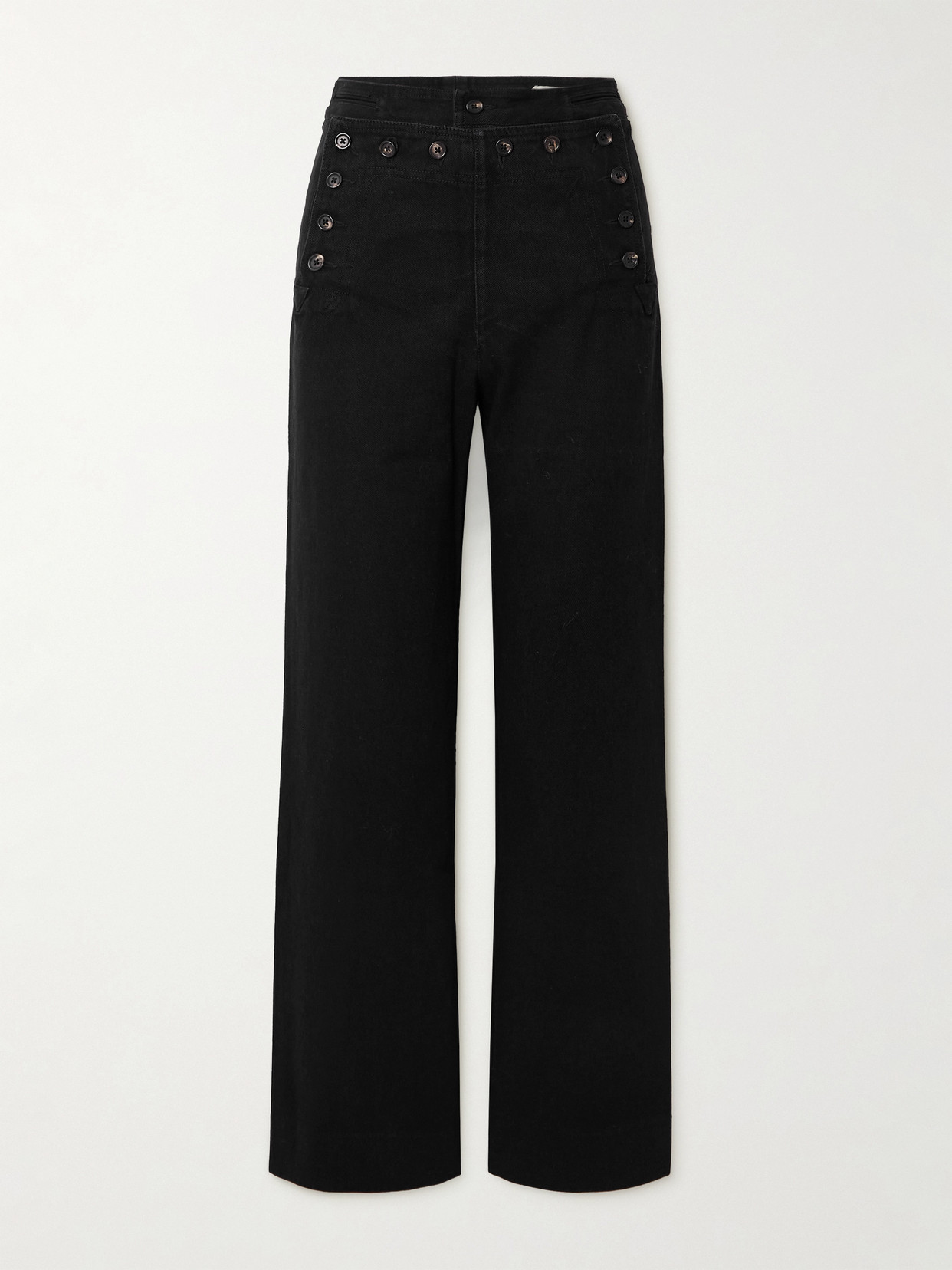 Bode Button-embellished High-rise Straight-leg Jeans In Black
