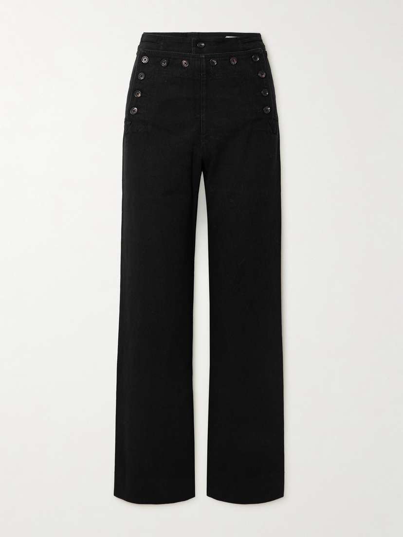 BODE Button-embellished High-rise Straight-leg Jeans