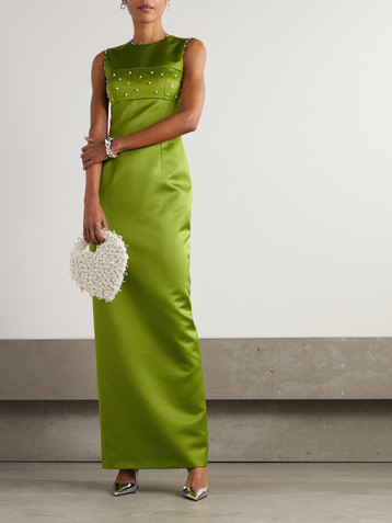 Emilia Wickstead Amadine embellished recycled-satin gown