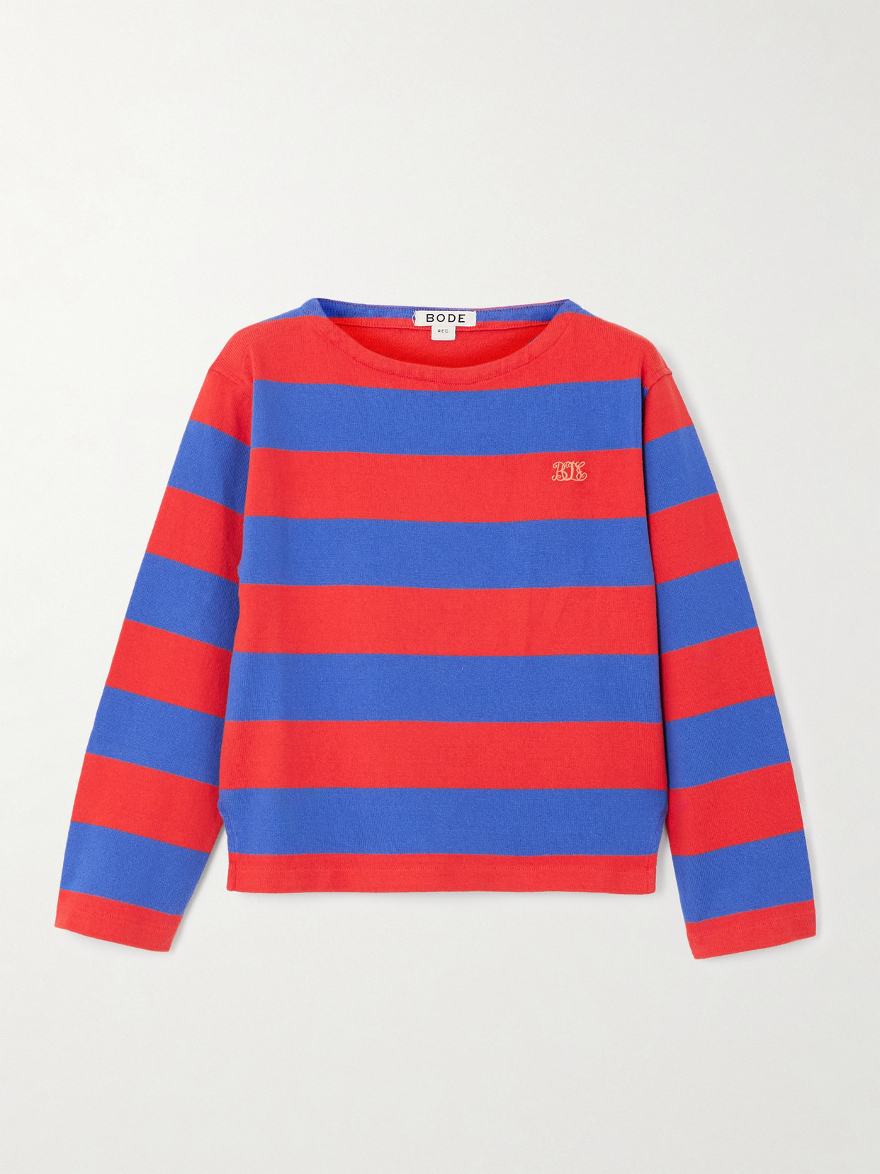 Bode Striped Cotton Sweater In Blue