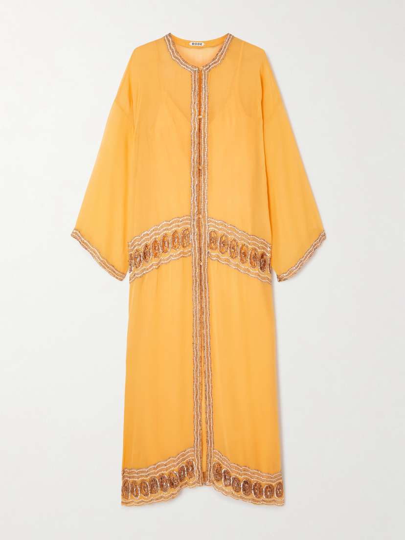 BODE Ducat Embellished Silk-voile Kaftan