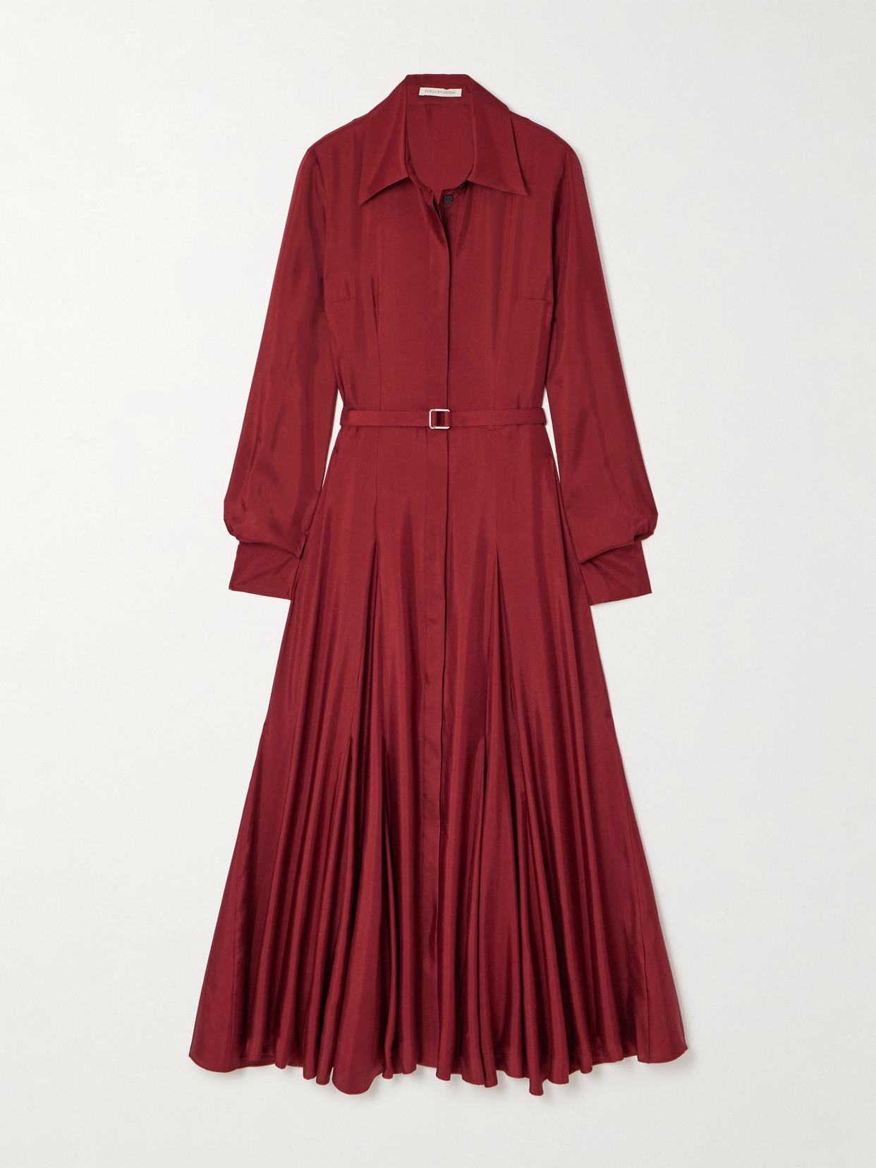 EMILIA WICKSTEAD BELTED SILK-TWILL MIDI SHIRT DRESS