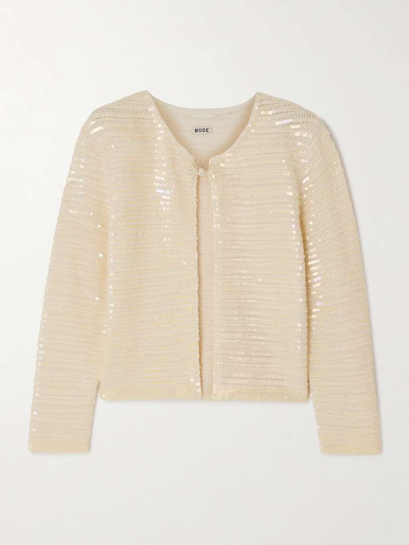 BODE Sequin-embellished Wool Cardigan