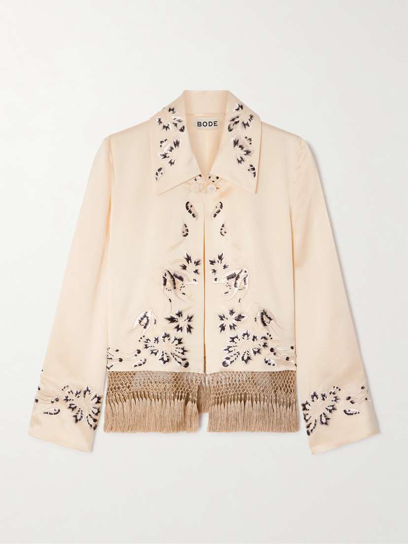BODE Phantasm Fringed Embroidered Silk-satin Jacket