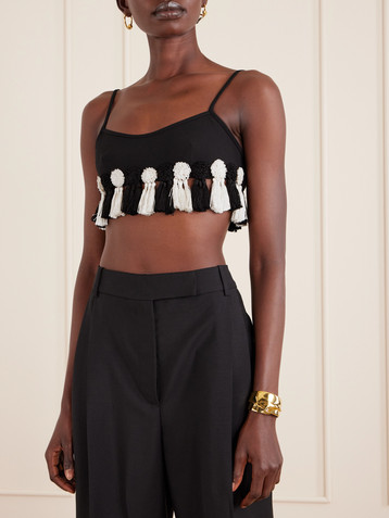 Bode Folly tasseled wool-crepe bralette