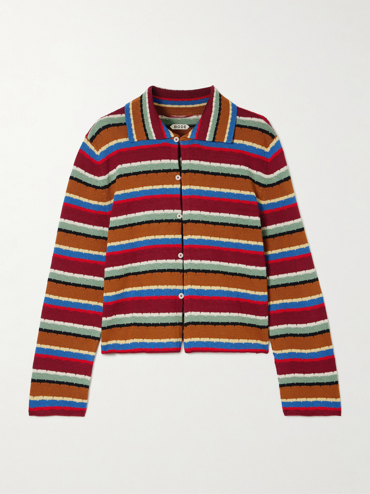 Bode Starkey Stripe Cotton Cardigan In Multi