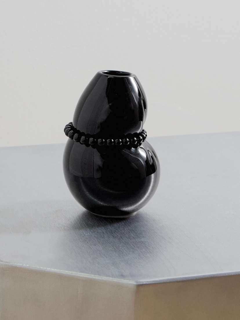 Completedworks Squeezed Faux Pearl-embellished Glazed Ceramic Vase