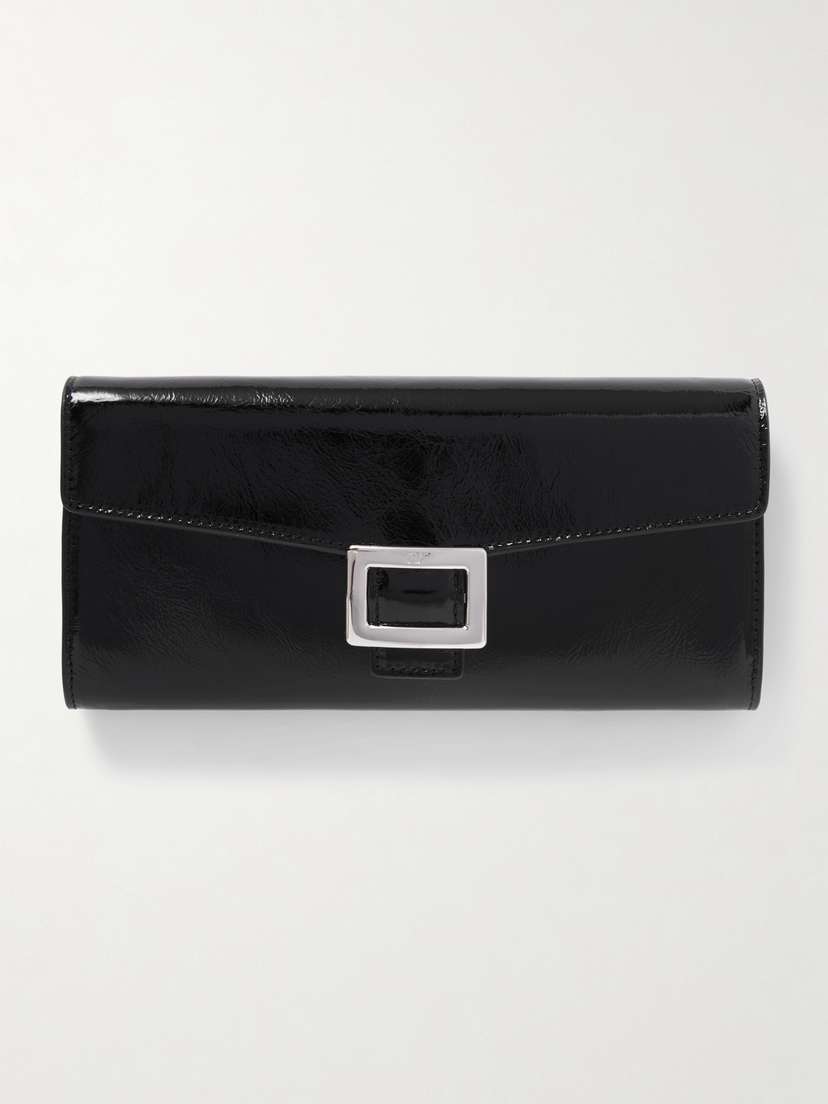 Roger Vivier Belle Vivier Buckled Patent-leather Clutch
