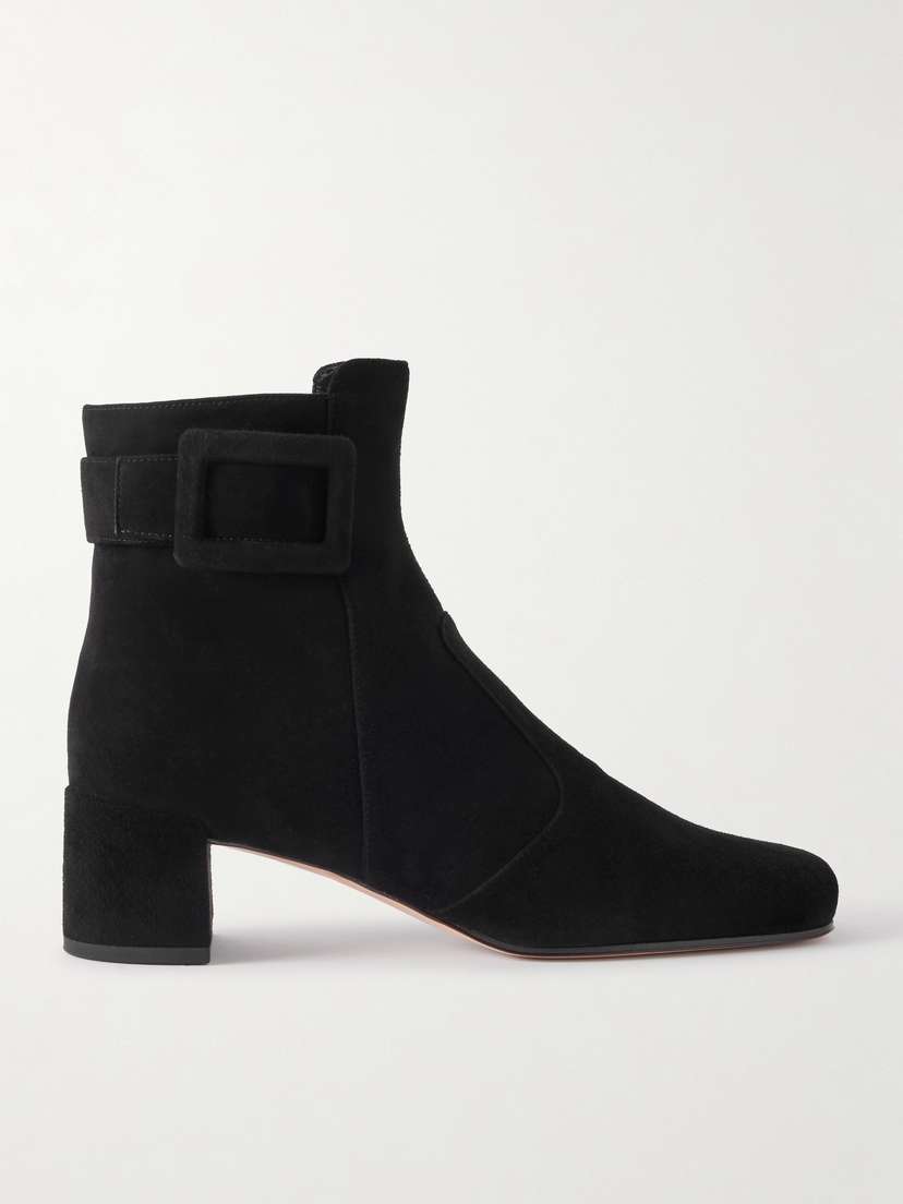 Roger Vivier Très Vivier Polly 45 Buckled Suede Ankle Boots