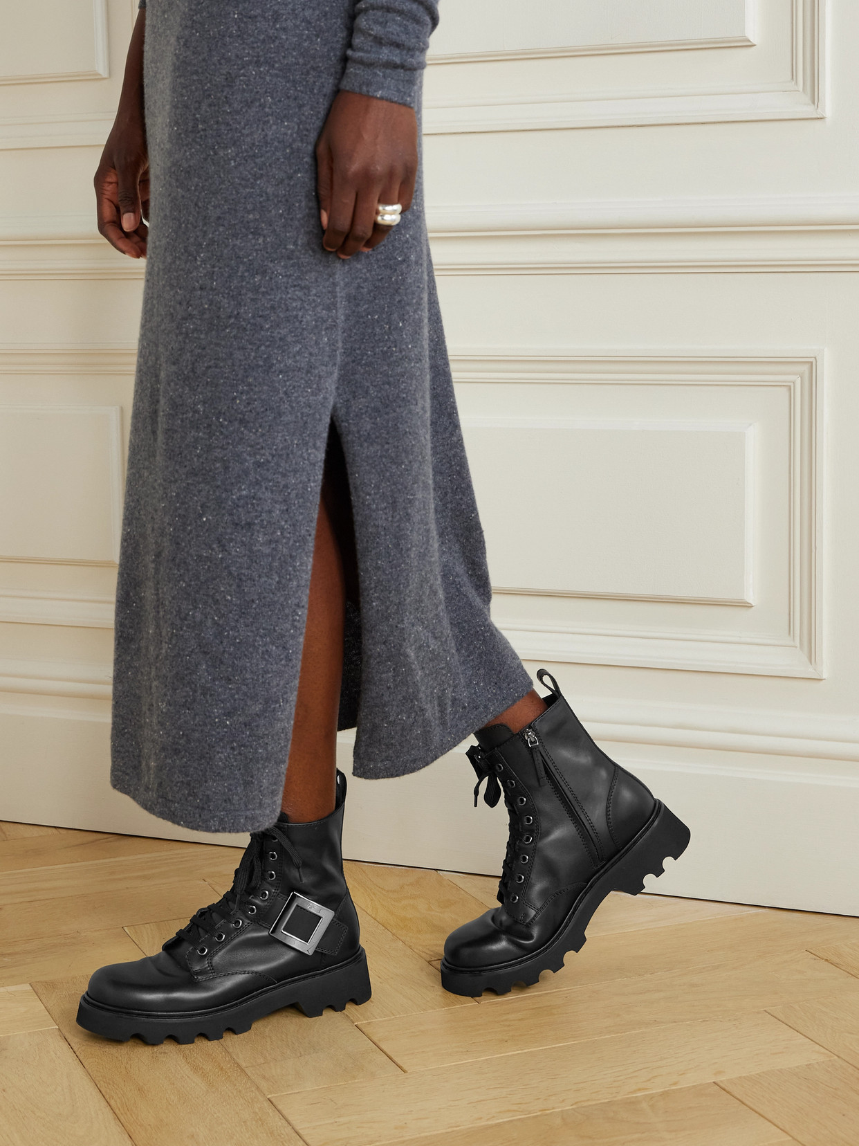 Roger Vivier Viv Rangers 40 Buckled Leather Ankle Boots In Black