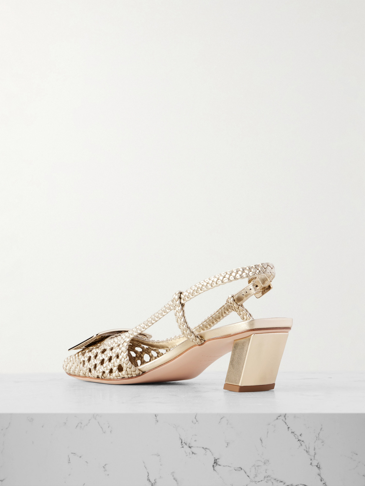 Roger Vivier Belle Vivier 45 Braided Metallic Leather Slingback Pumps In Multi
