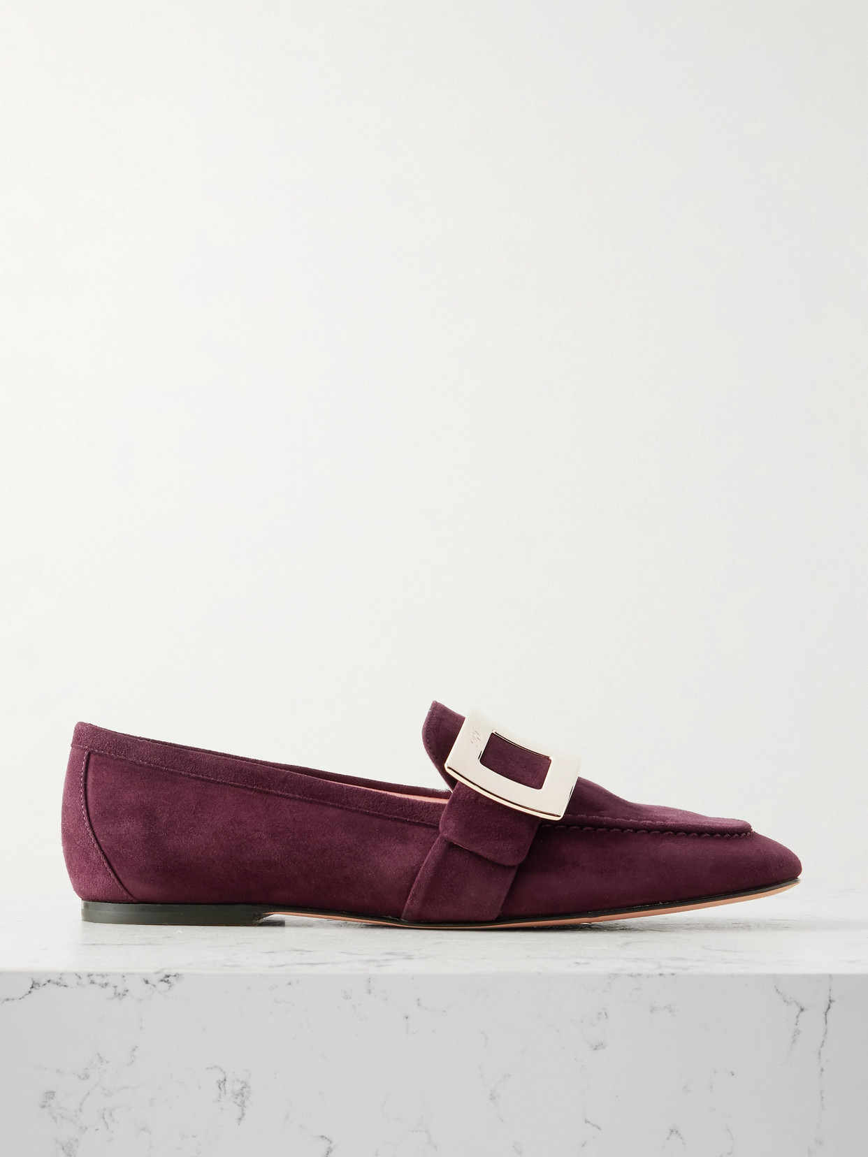 Roger Vivier Buckled Suede Loafers In Red