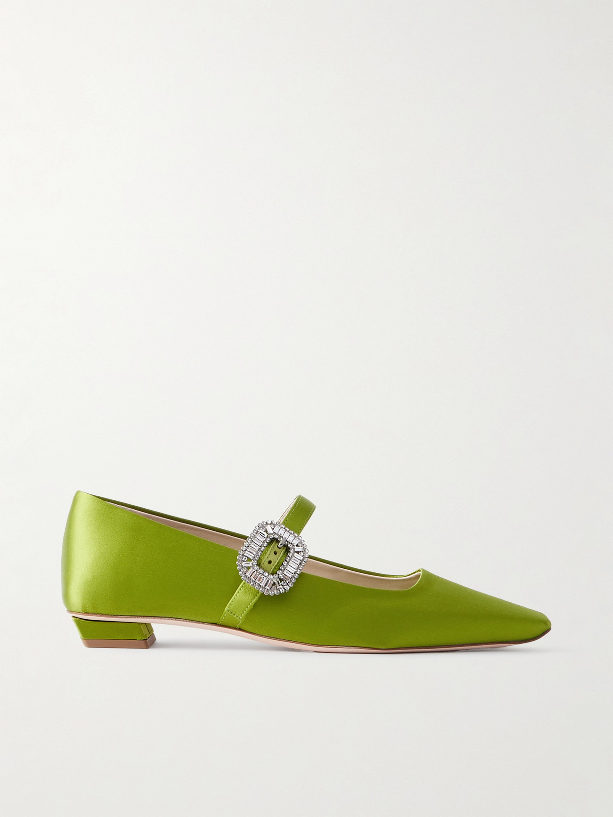 Roger Vivier Belle Vivier 20 Crystal-embellished Satin Mary Jane Ballet Flats