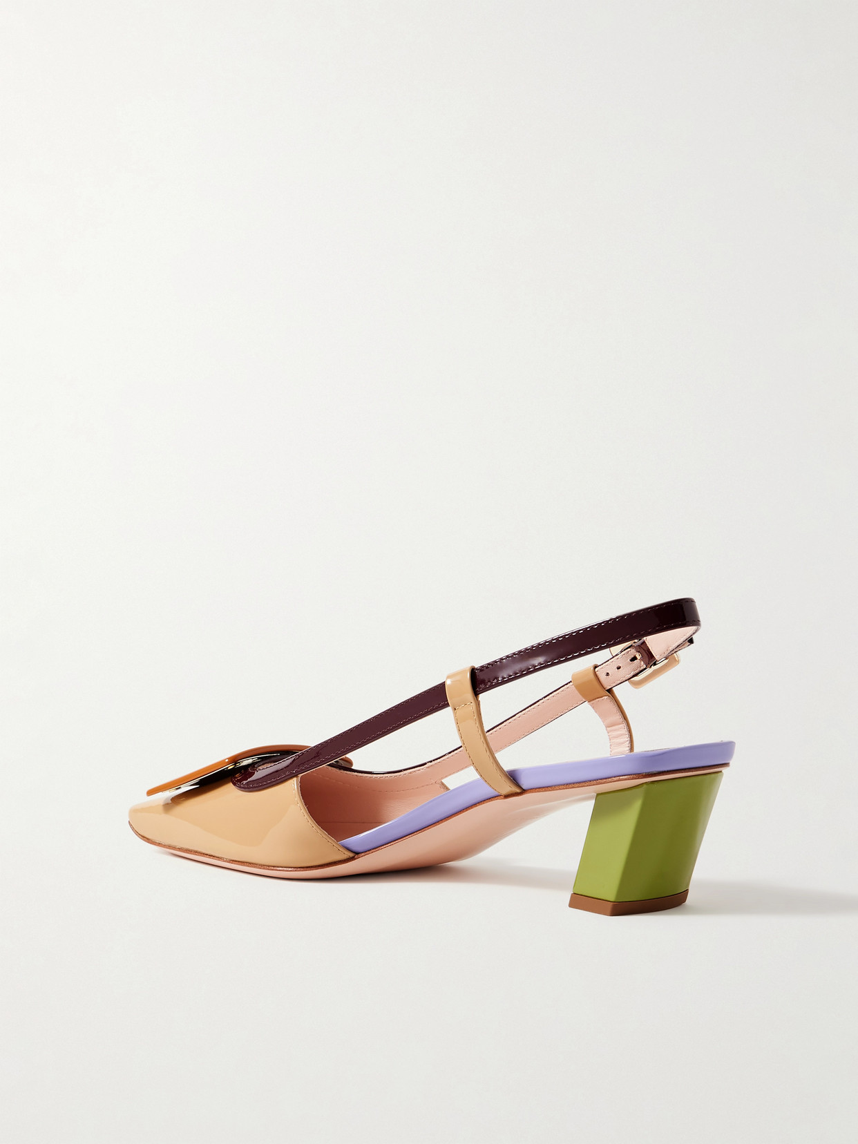 Roger Vivier Belle Vivier 45 Color-block Patent-leather Slingback Pumps